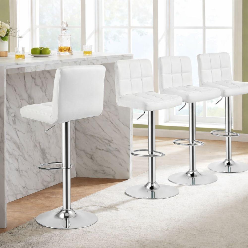  set da 4 sgabelli  con schienale in simipelle e poggiapiedi, regolabile e girevole, 44 x 50 x (91-144) cm - foto 5