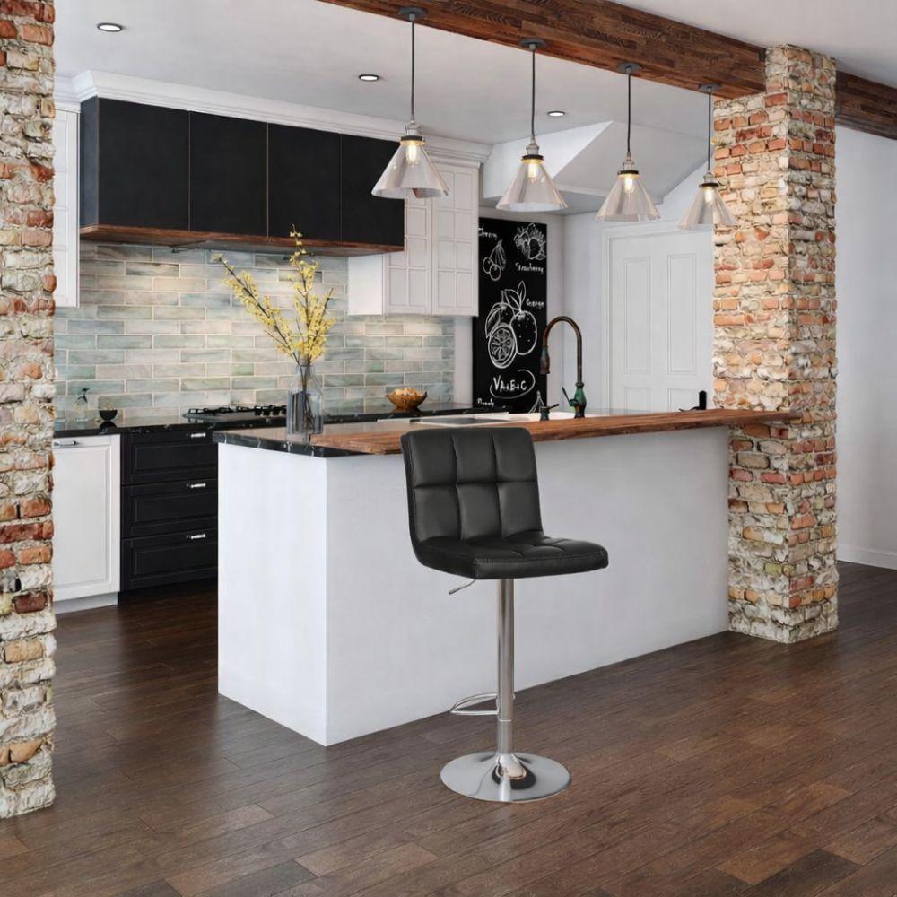  sgabello con schienale in simipelle e poggiapiedi, regolabile e girevole, 44 x 50 x (91-144) cm - foto 5