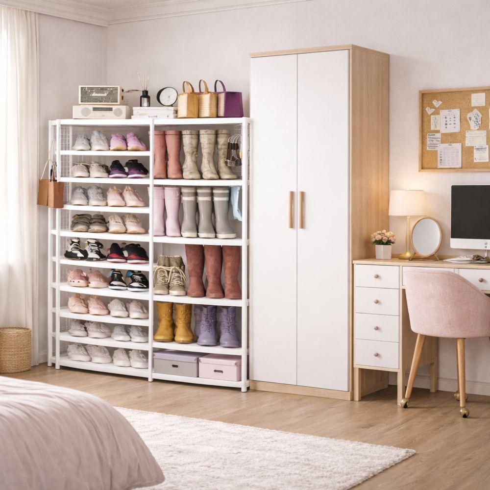  scarpiera salvaspazio con appendiabiti e ripiani multipli – organizzatore verticale per ingresso e casa - foto 5