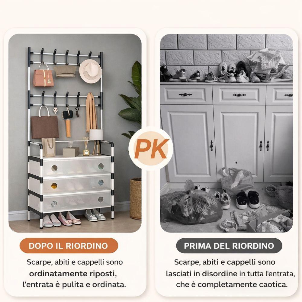 organizer ingresso multifunzionale con appendiabiti e cassetti salvaspazio - foto 5