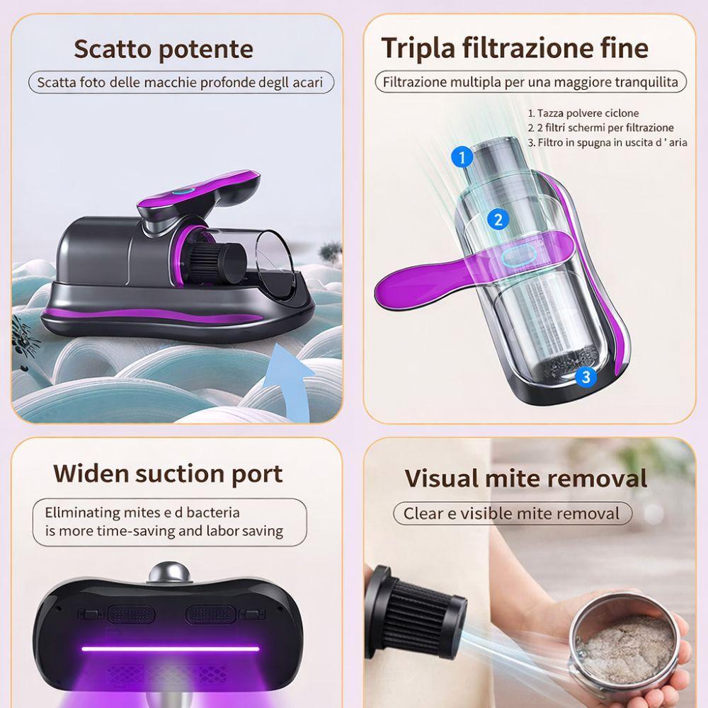  aspirapolvere antiacaro portatile senza fili - foto 3