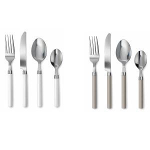 Set posate 24 pezzi in acciaio inox con manico taupe