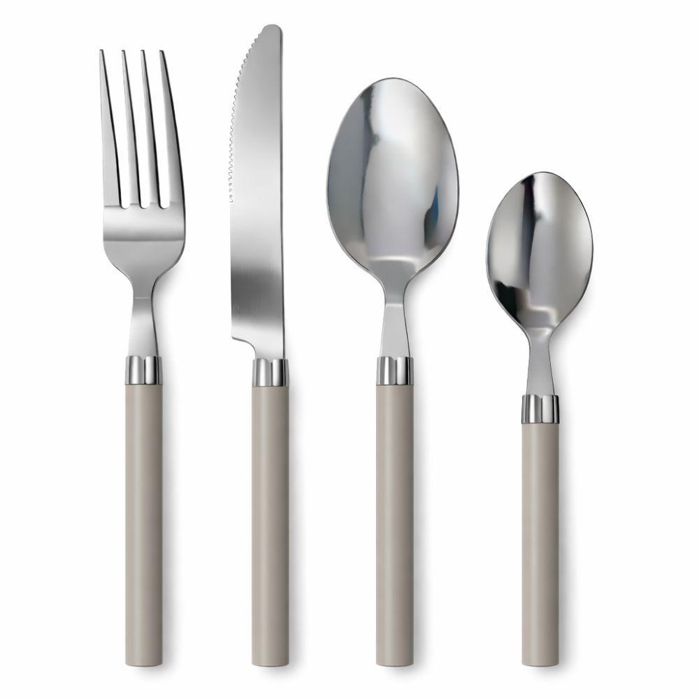  set posate 24 pezzi in acciaio inox con manico taupe - foto 3