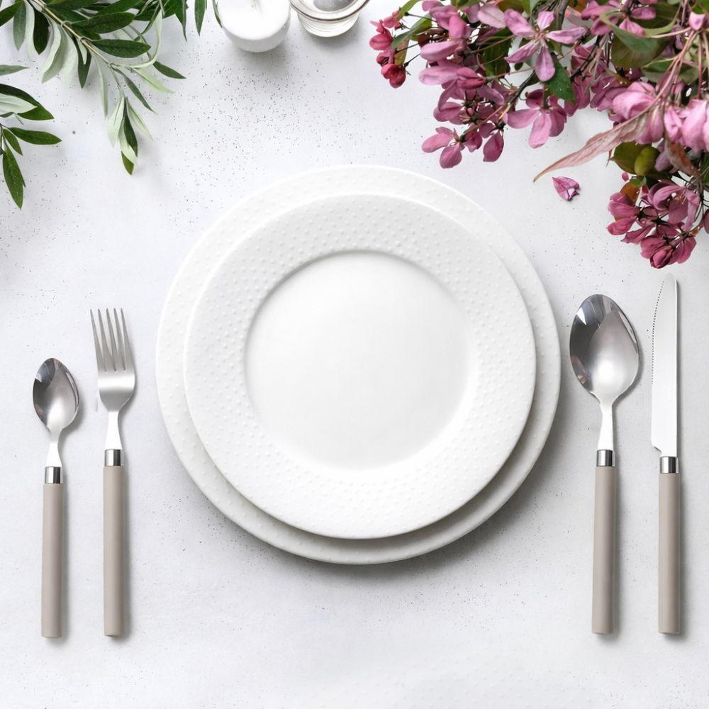  set posate 24 pezzi in acciaio inox con manico taupe - foto 5