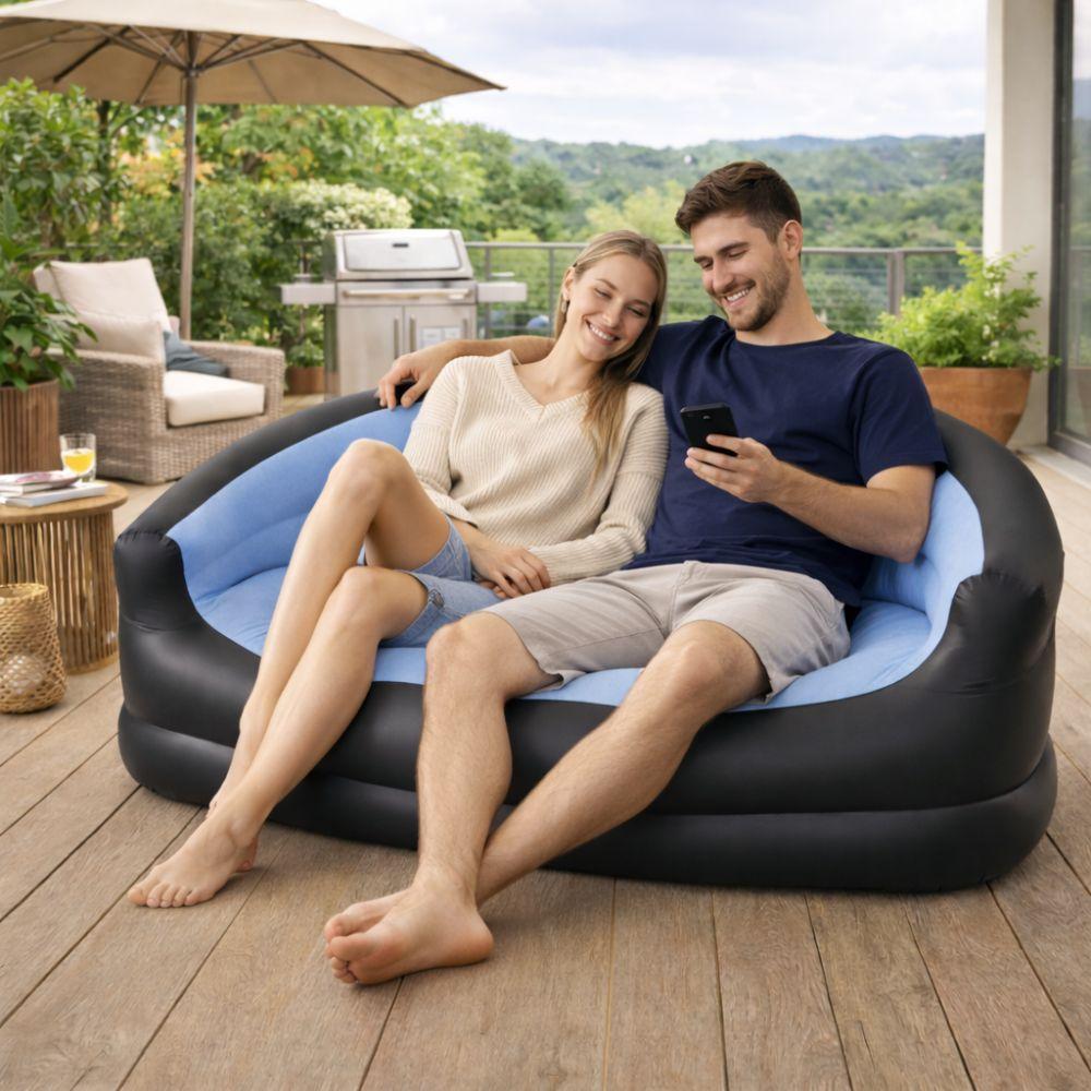  divano gonfiabile 2 posti con seduta morbida ed ergonomica base stabile anti ribaltamento ideale per relax e come idea regalo - foto 3