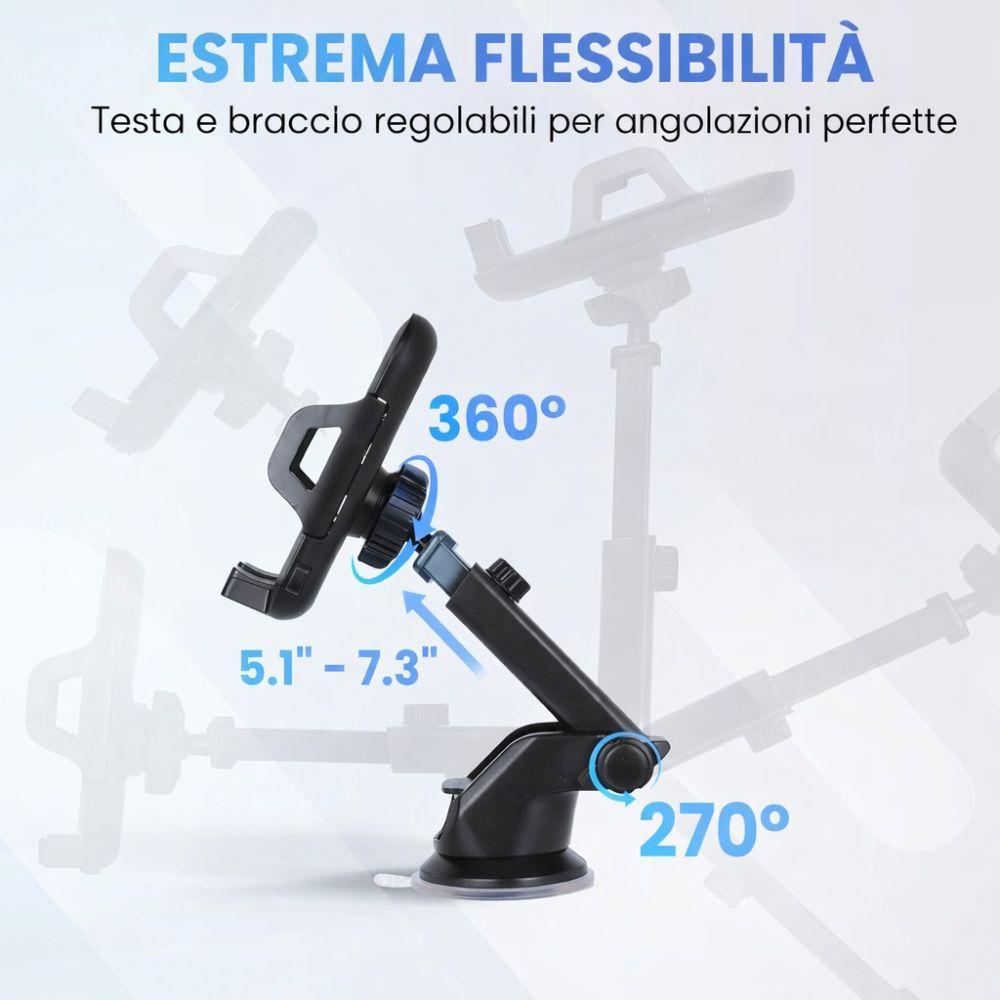  supporto auto universale per smartphone con ventosa e braccio regolabile - foto 4
