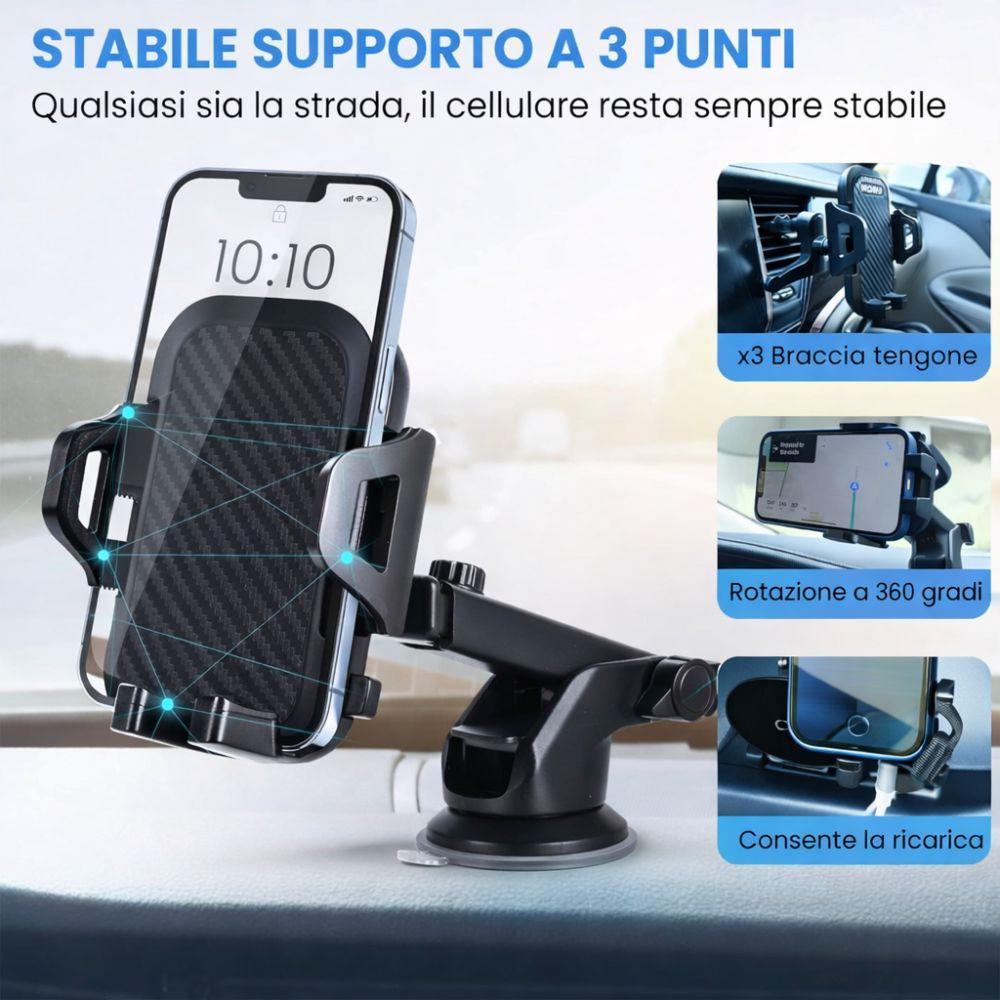  supporto auto universale per smartphone con ventosa e braccio regolabile - foto 5