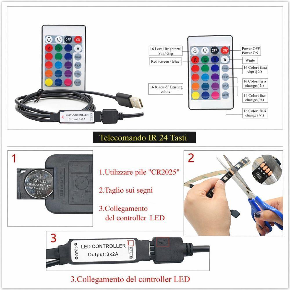  striscia led rgb 5 metri con telecomando – illuminazione multicolore - foto 3
