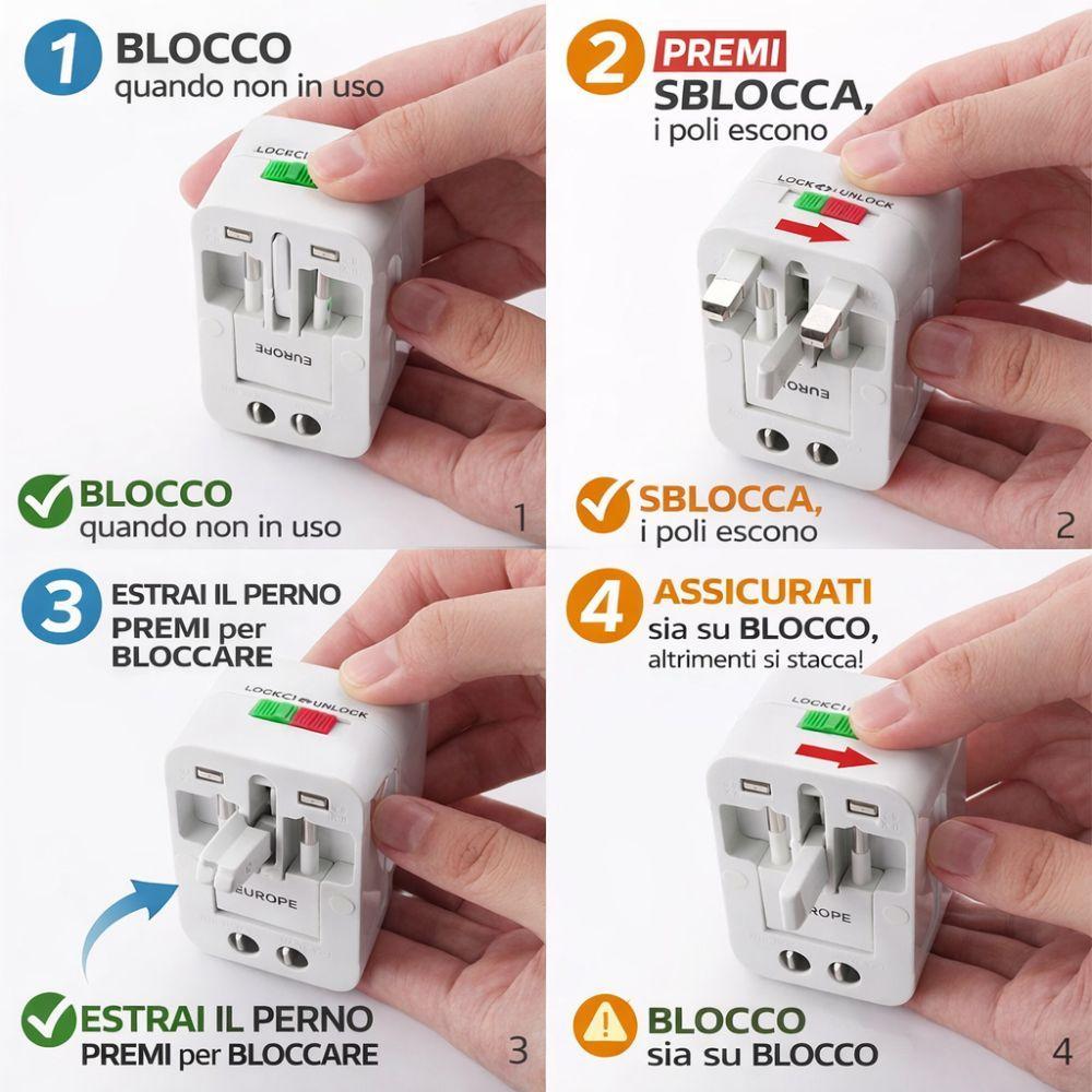  adattatore universale da viaggio con protezione sovratensione - foto 5