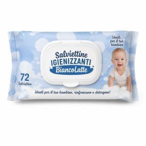 720 salviettine igenizzanti idratanti con aloe vera/ talco/ argan/ biancolatte  ( 10 pacchetti da 72 pezzi)