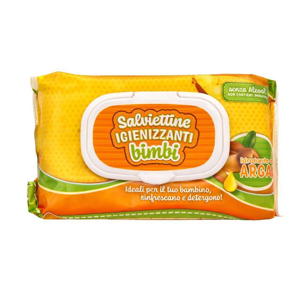  720 salviettine igenizzanti  idratanti con aloe vera/ talco/ argan  ( 10 pacchetti da 72 pezzi) - foto 4