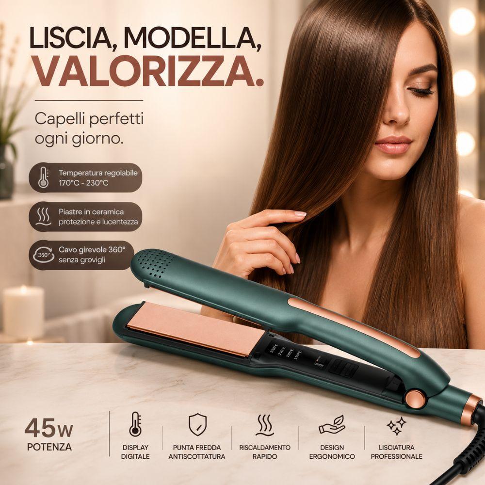  piastra lisciante professionale in ceramica con display digitale e temperatura regolabile - foto 2