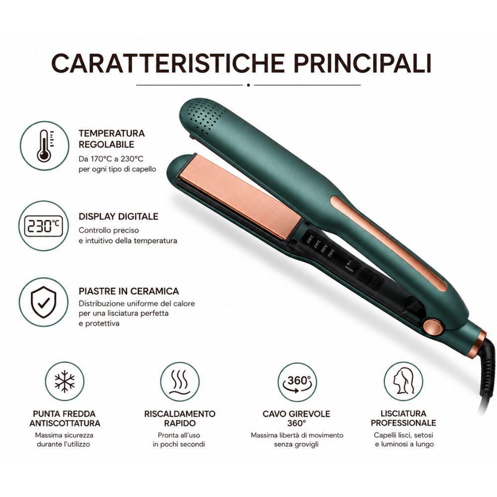  piastra lisciante professionale in ceramica con display digitale e temperatura regolabile - foto 3