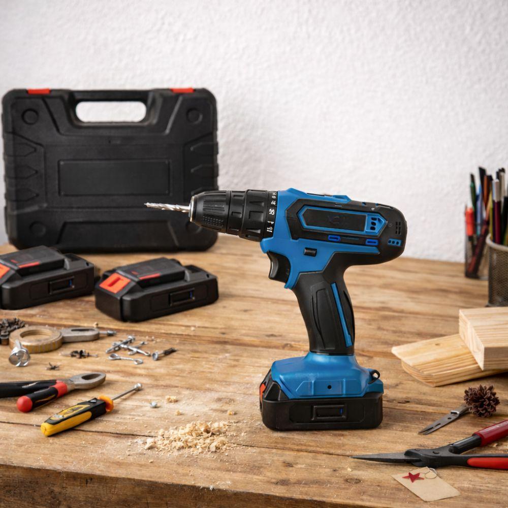  trapano avvitatore con 2 batterie da 24v, accessori inclusi e valigetta - foto 4