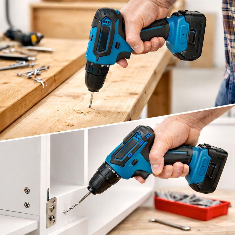  trapano avvitatore con 2 batterie da 24v, accessori inclusi e valigetta - foto 5