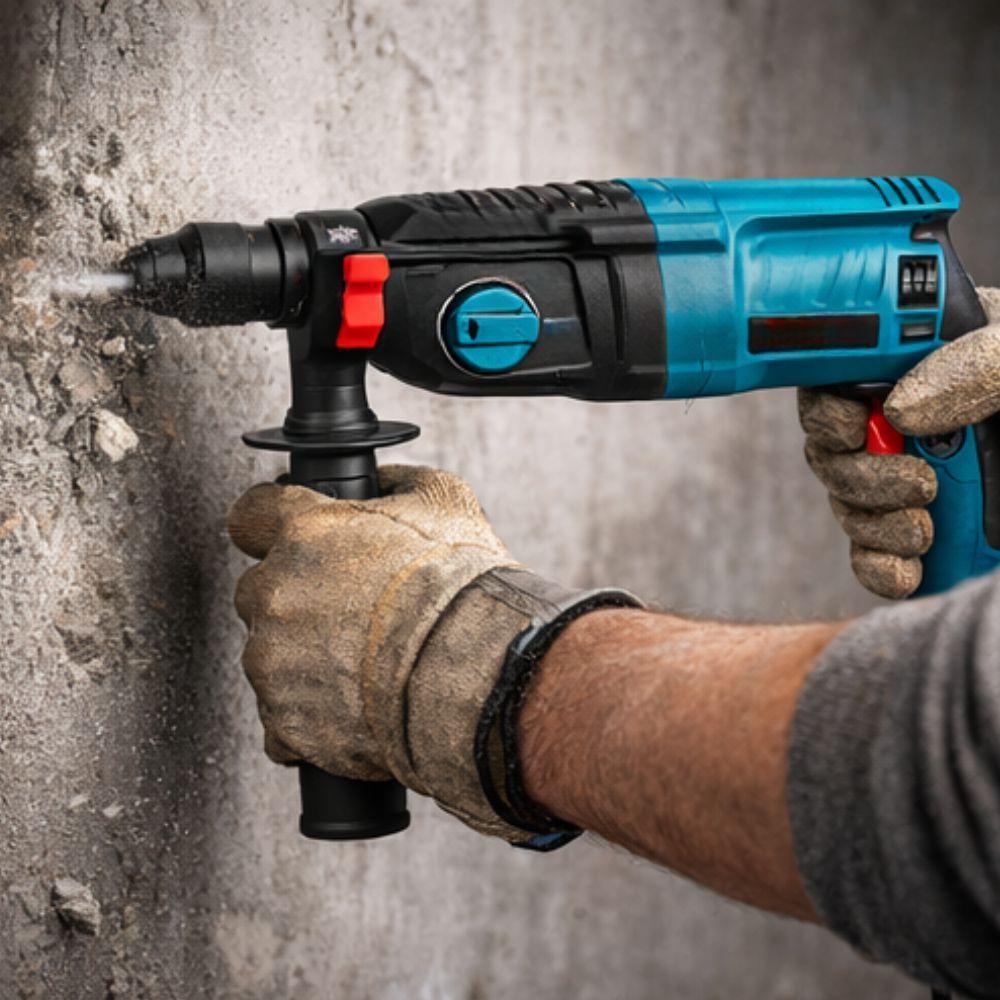  trapano tassellatore a percussione 3200w sds plus 4 funzioni con impugnatura ergonomica - foto 3