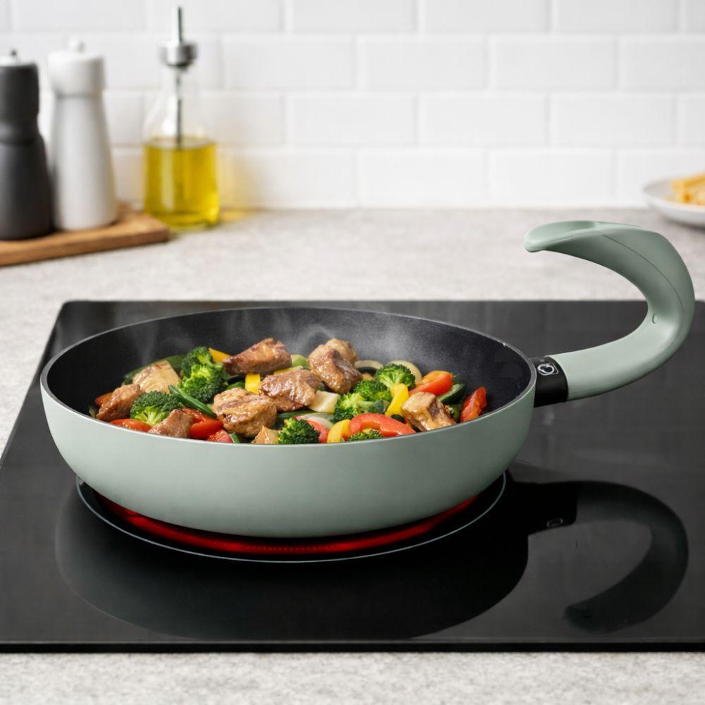  padella antiaderente 28 cm con manico ergonomico curvo, adatta a tutti i piani cottura - foto 4