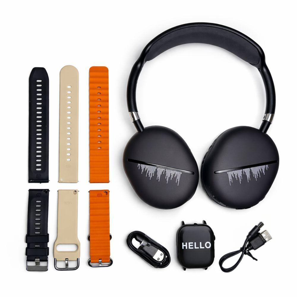  set di cuffie wireless bluetooth e smartwatch con tre cinturini intercambiabili - foto 4