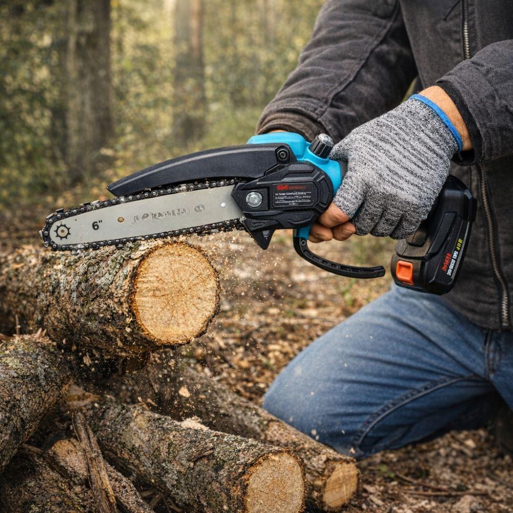  motosega a batteria 24v 6” cordless con accessori e valigetta - foto 3