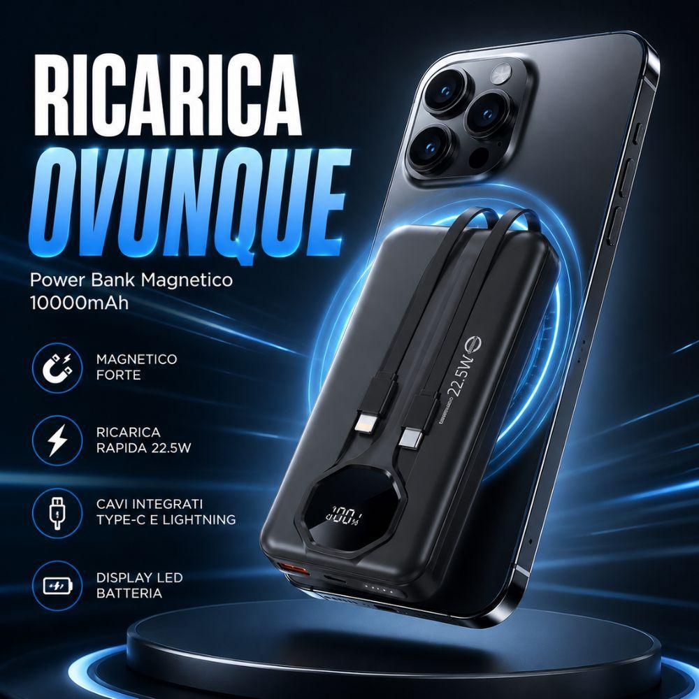  power bank magnetico 10000mah con lightning display led - foto 2