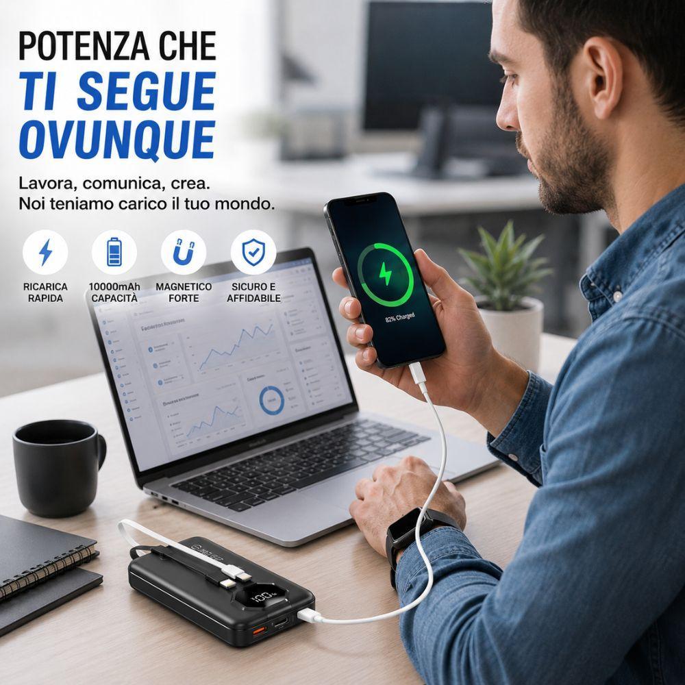  power bank magnetico 10000mah con lightning display led - foto 5