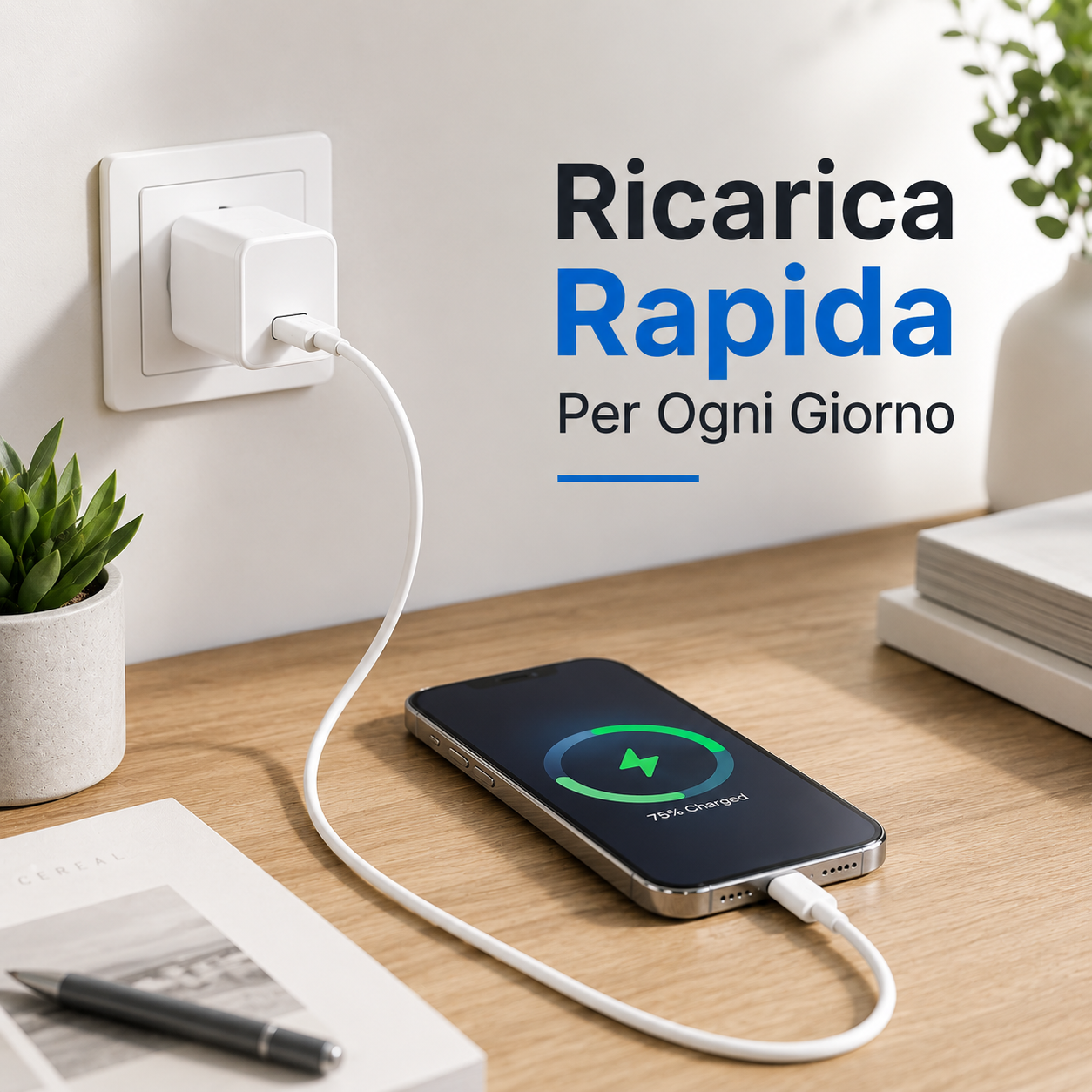  caricatore usb con cavo incluso usb c da 1 metro - foto 5
