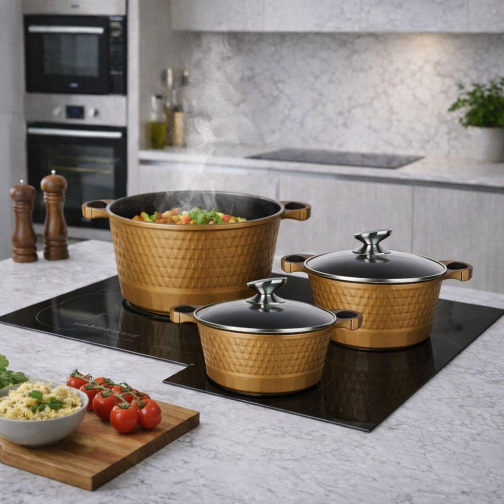  set 3 casseruole antiaderenti con coperchio 20 cm 24 cm 28 cm - foto 4