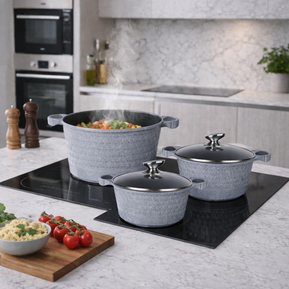  set 3 casseruole antiaderenti con coperchio 20 cm 24 cm 28 cm - foto 5