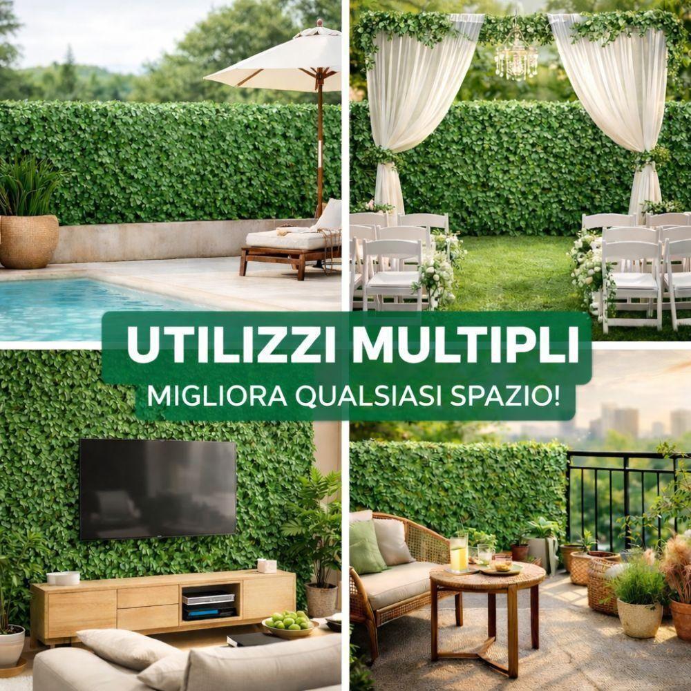  siepe artificiale sempreverde privacy 1x3 metri, edera finta per balcone recinzione giardino - foto 4