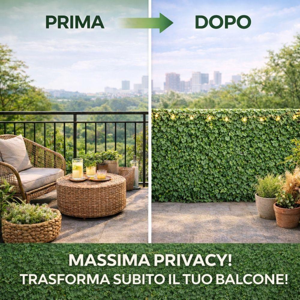  siepe artificiale sempreverde privacy 1x3 metri, edera finta per balcone recinzione giardino - foto 5