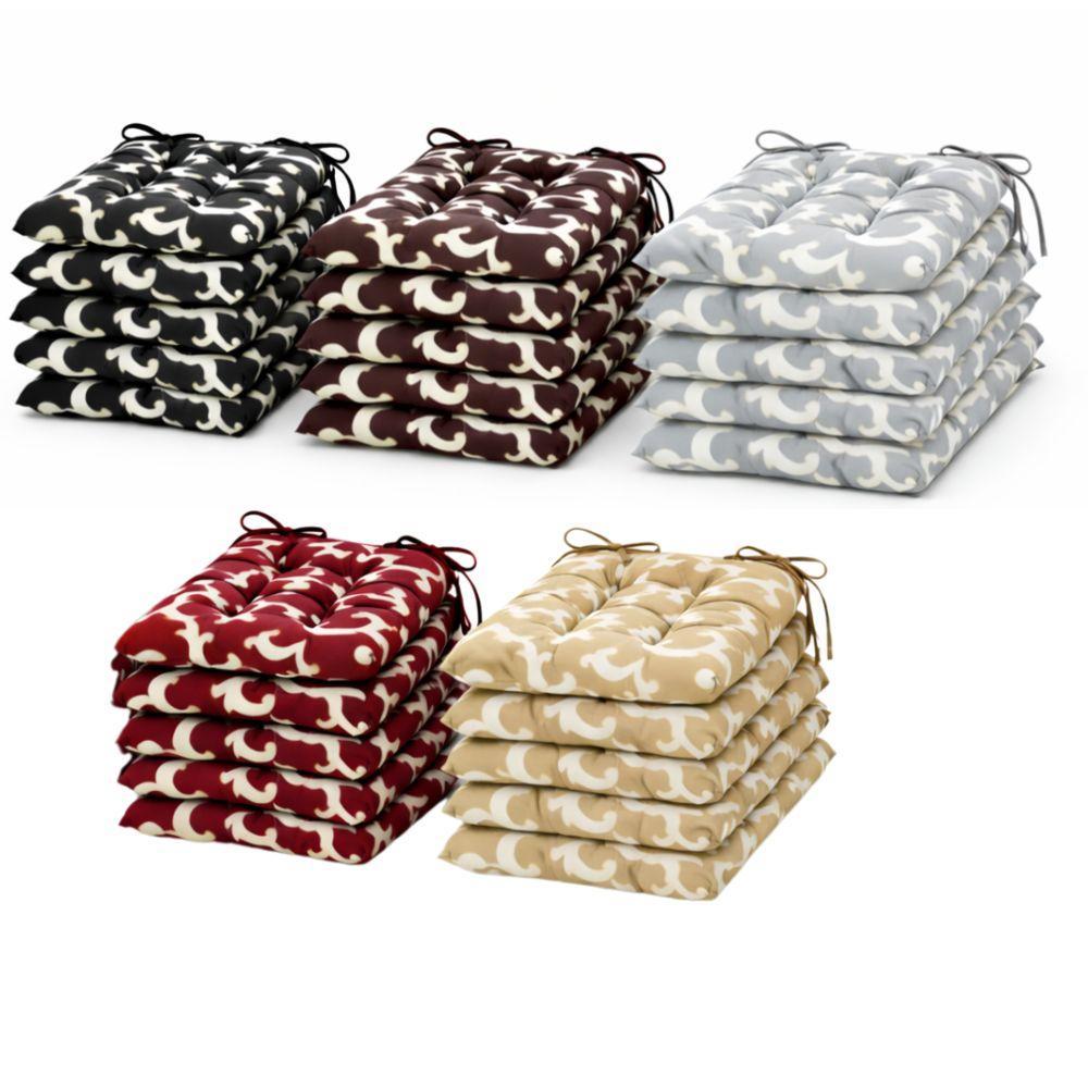diodor diodor cuscini per sedia con laccetti confezione 6 pezzi - foto 1 5 pile di cuscini per sedia in colori nero, marrone, grigio, bordeaux e beige