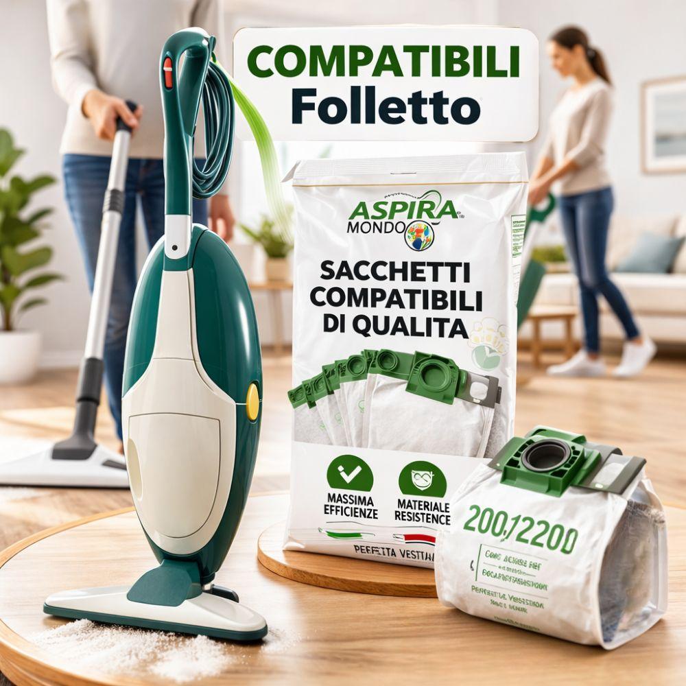  sacchetti aspirapolvere compatibili folletto con diverse misure - foto 1