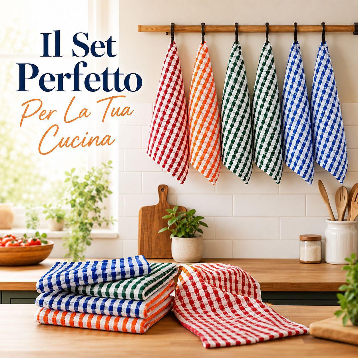 set 6 strofinacci da cucina in cotone assorbenti multicolore resistenti lavabili - foto 2 set 6 strofinacci da cucina in cotone assorbenti multicolore resistenti lavabili - foto 2