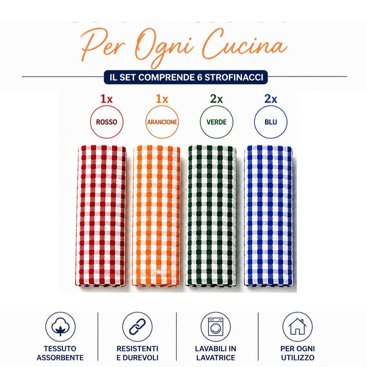 set 6 strofinacci da cucina in cotone assorbenti multicolore resistenti lavabili - foto 3 set 6 strofinacci da cucina in cotone assorbenti multicolore resistenti lavabili - foto 3