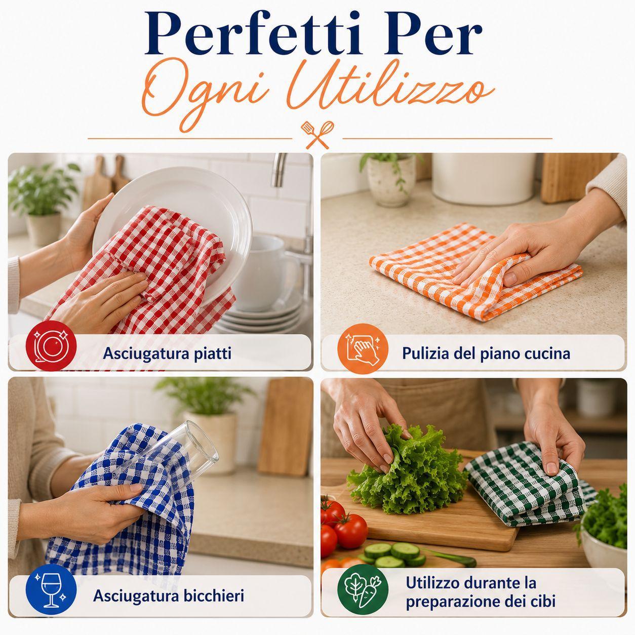 set 6 strofinacci da cucina in cotone assorbenti multicolore resistenti lavabili - foto 4 set 6 strofinacci da cucina in cotone assorbenti multicolore resistenti lavabili - foto 4