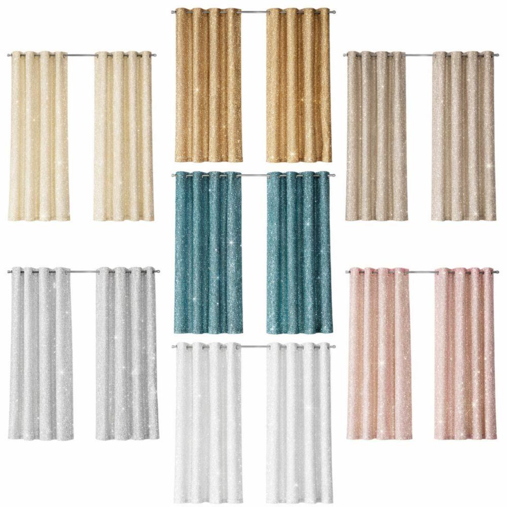  coppia tenda coprente effetto linone brillantinato con anelli - foto 1