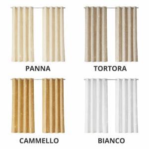 Coppia tenda coprente effetto linone brillantinato con anelli