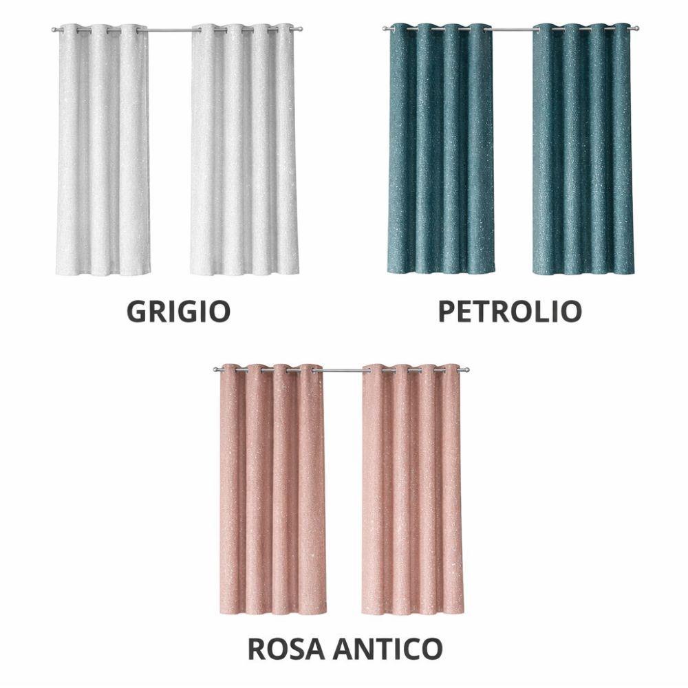  coppia tenda coprente effetto linone brillantinato con anelli - foto 3