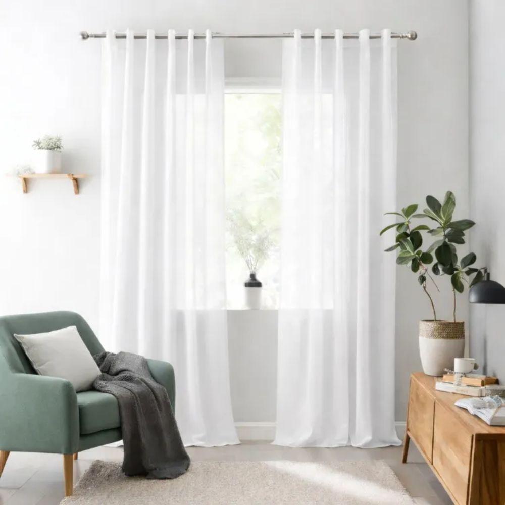  coppia tenda coprente effetto linone brillantinato con anelli - foto 4