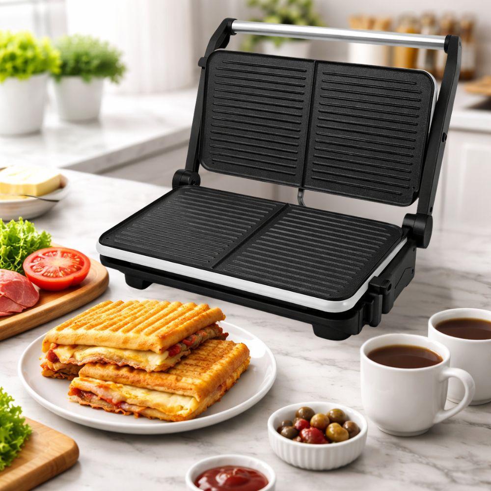  tostiera grill a contatto 800w piastre antiaderenti apertura 105° - foto 3