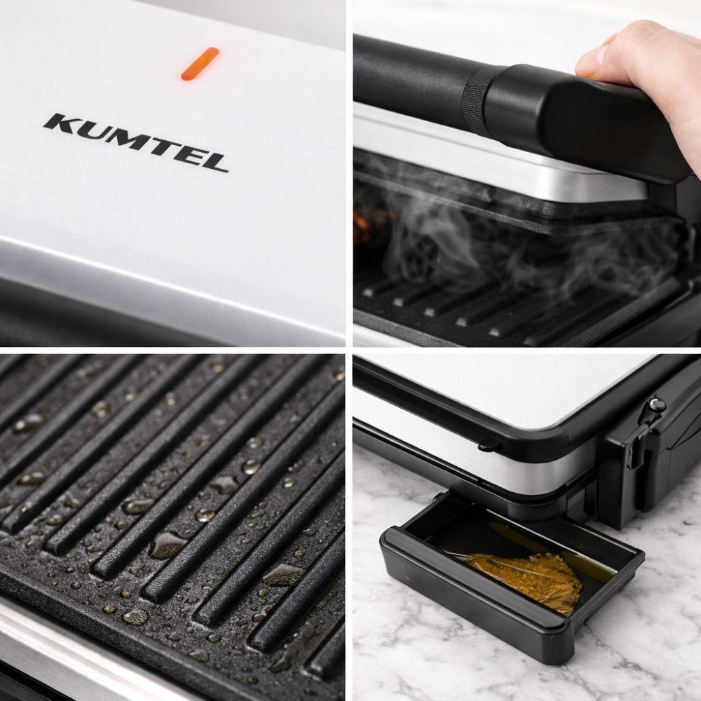  tostiera grill a contatto 800w piastre antiaderenti apertura 105° - foto 5