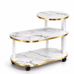 Tavolino carrellino multiuso 3 ripiani effetto marmo con ruote