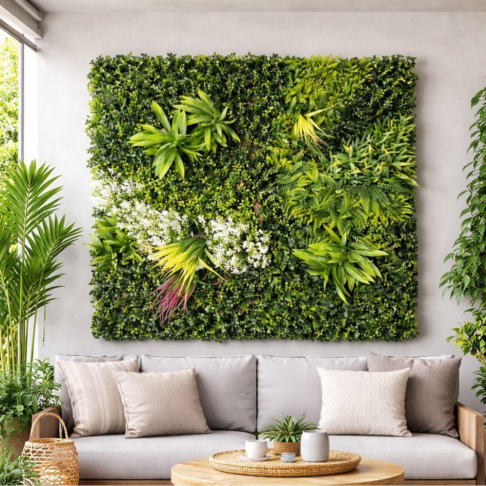  siepe verde artificiale decorativa modulo 100x100 cm effetto giardino verticale premium - foto 4