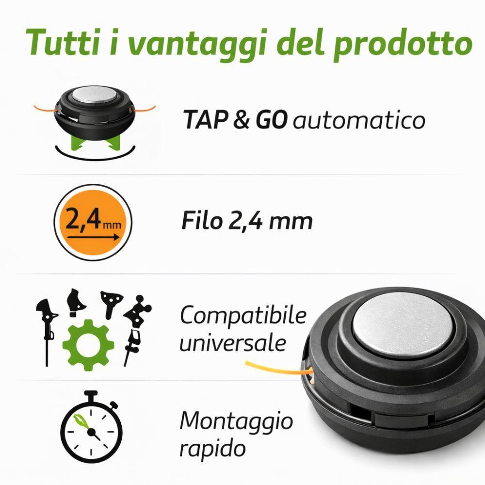  testina decespugliatore tap & go universale 2,4 mm – testina a battuta per decespugliatore a scoppio - foto 4