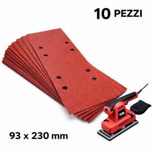 Set di 10 pezzi di carta abrasiva grana 120 k/g rettangolare 93x230