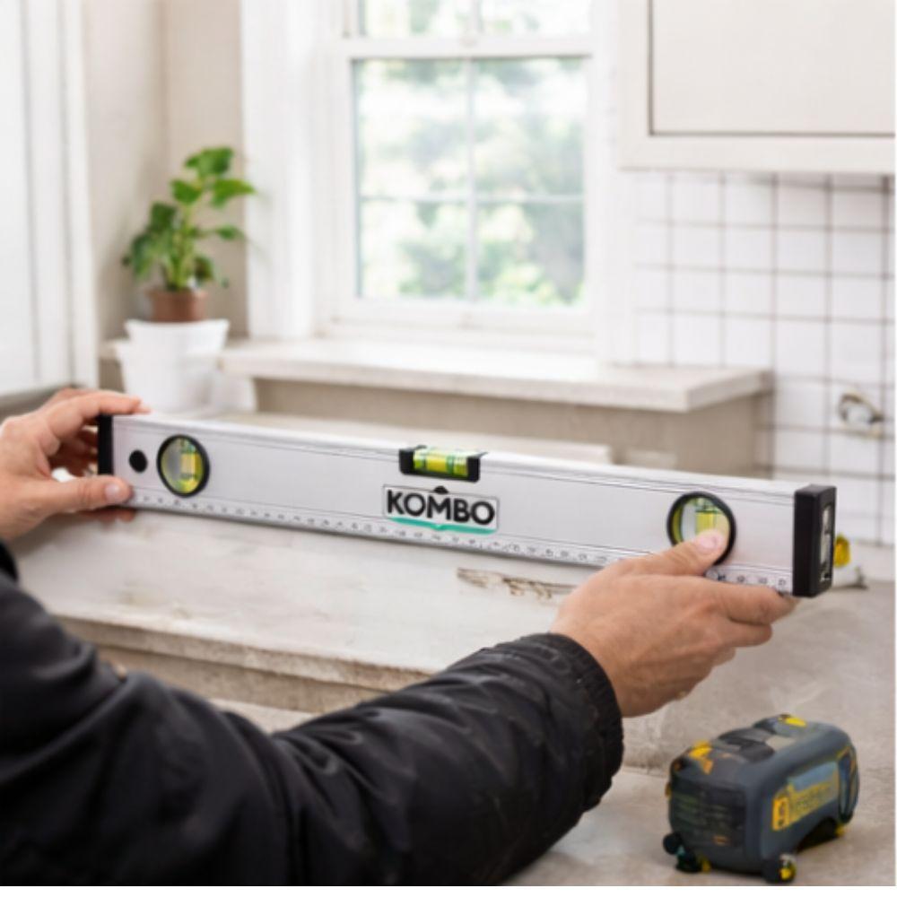  livella a bolla professionale kombo 60 cm in alluminio con 3 bolle di precisione - foto 4