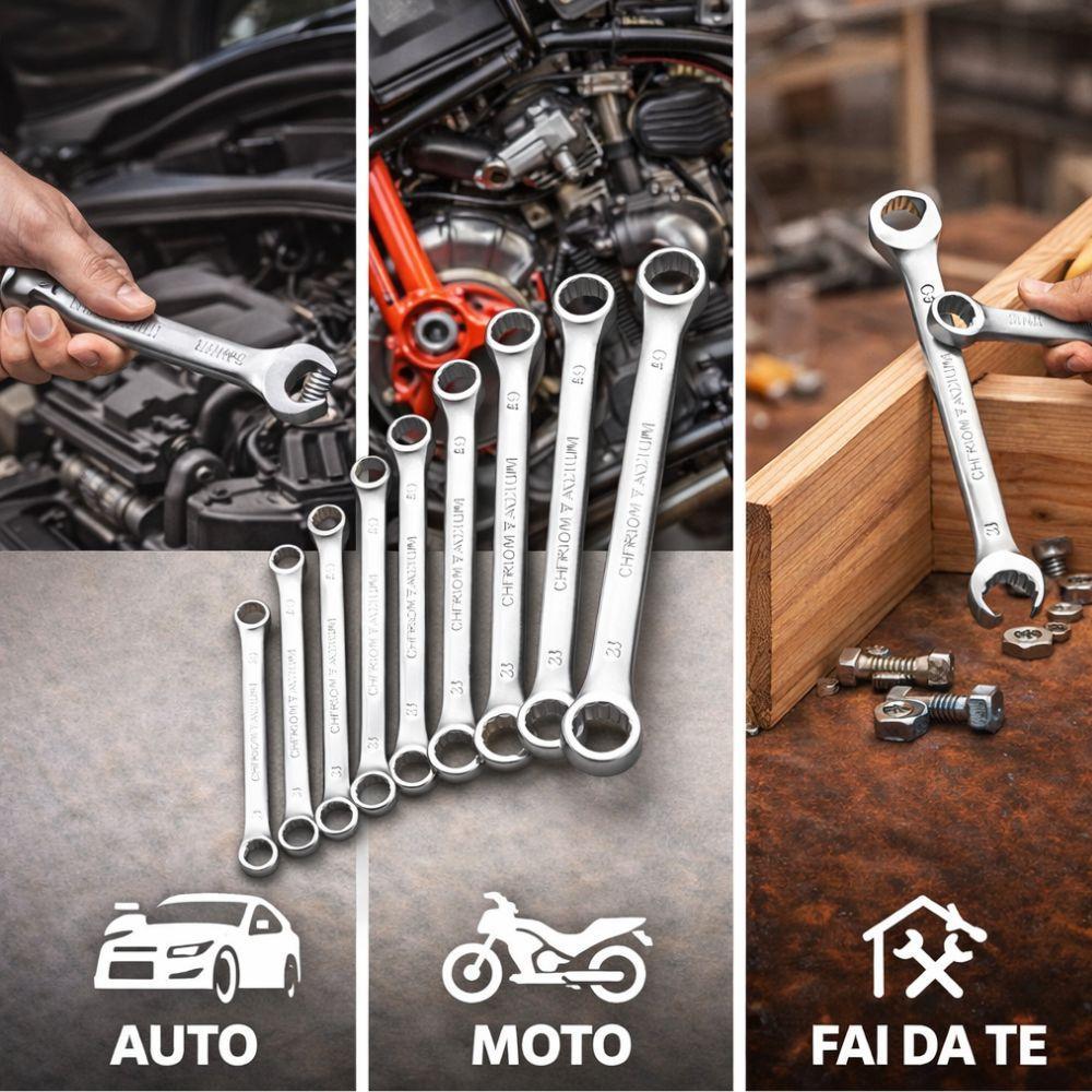  set 8 chiavi combinate 8-22 mm in acciaio forgiato - foto 3