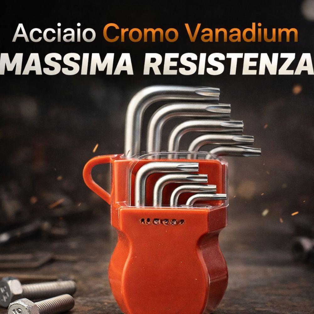  set 8 chiavi maschio torx piegate cr-v in cromo vanadium con supporto - foto 4