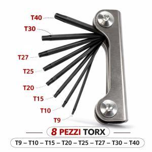 Set chiavi esagonali torx pieghevoli 8 pezzi t9–t40 in acciaio