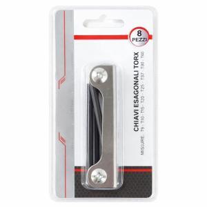 Set chiavi esagonali torx pieghevoli 8 pezzi t9–t40 in acciaio